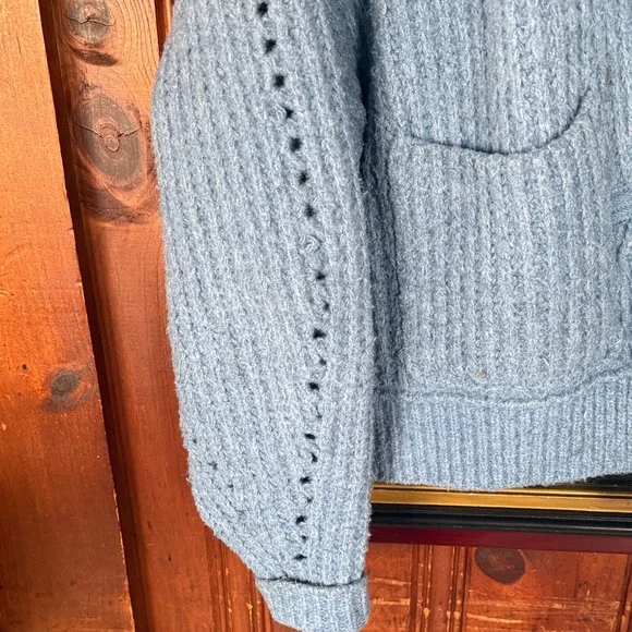 We The Free Chunky Shawl Collar Cardigan - Dusty Blue - Picture 3 of 5